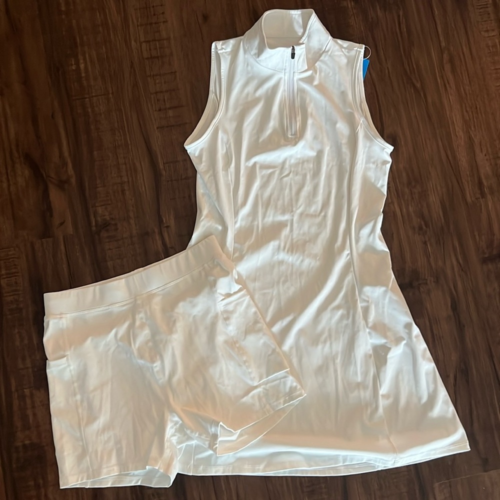 Two Piece Set Tennis Dress with Shorts NWT White